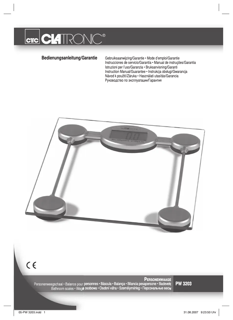 Page 1 de la notice Manuel utilisateur Clatronic PW 3203