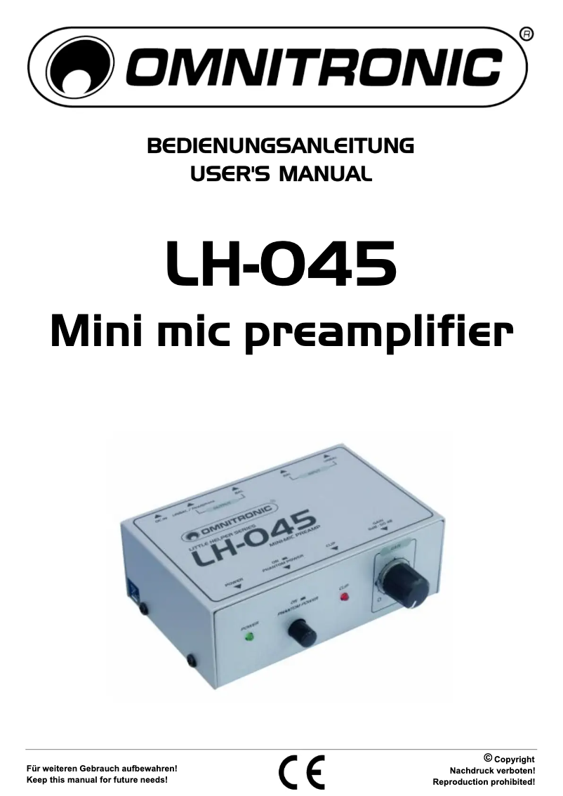 Page 1 de la notice Manuel utilisateur Omnitronic LH-045