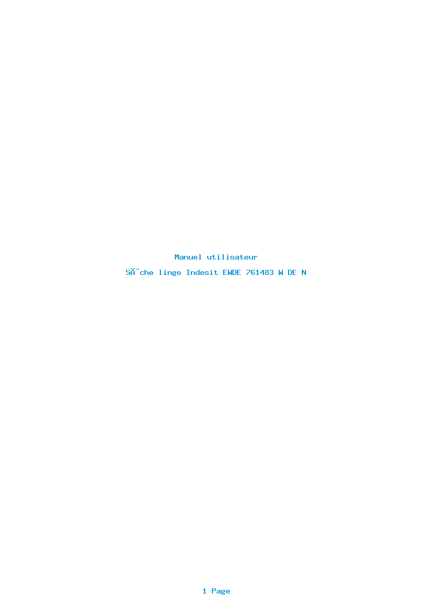 Page 1 de la notice Manuel utilisateur Indesit EWDE 761483 W DE N