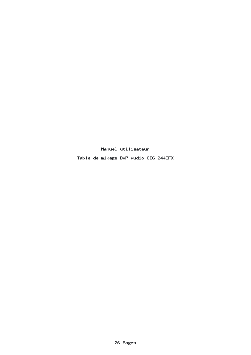 Page 1 de la notice Manuel utilisateur DAP-Audio GIG-244CFX