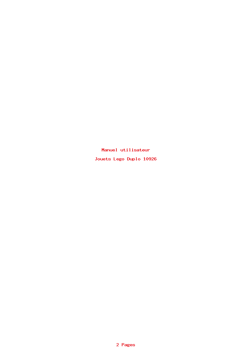 Page 1 de la notice Manuel utilisateur Lego Duplo 10926