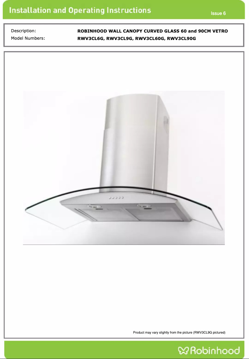 Page 1 de la notice Guide d'installation Robinhood RWV3CL90G