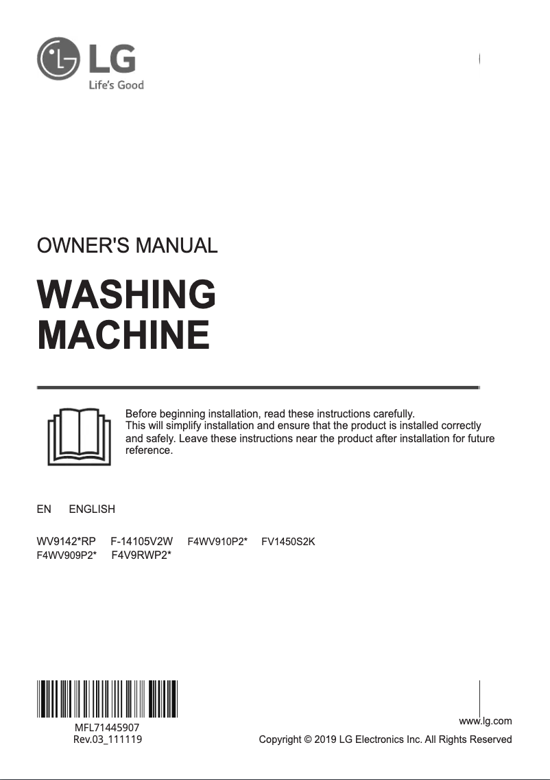 Página 1 del manual Manual de usuario LG FV1450S2K