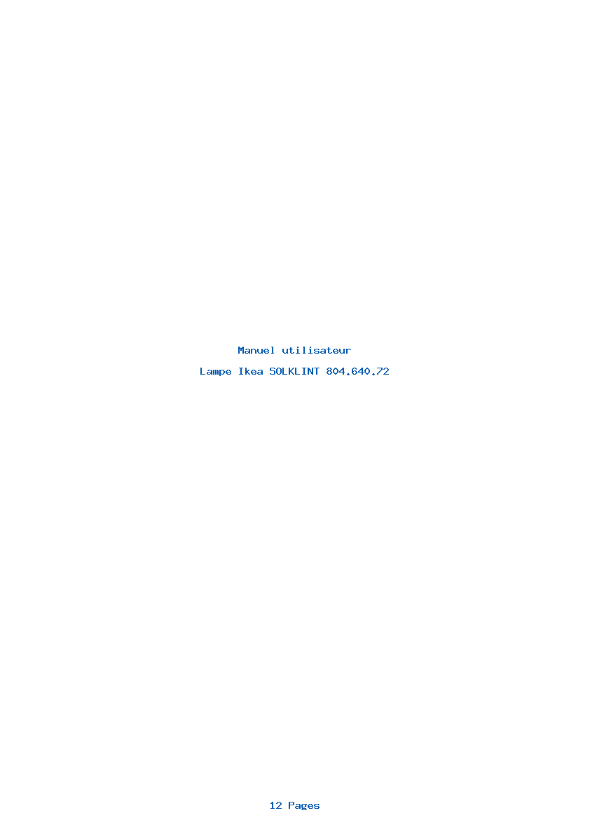 Page 1 de la notice Manuel utilisateur Ikea SOLKLINT 804.640.72