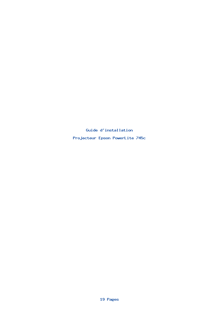 Page 1 de la notice Guide d'installation Epson PowerLite 745c