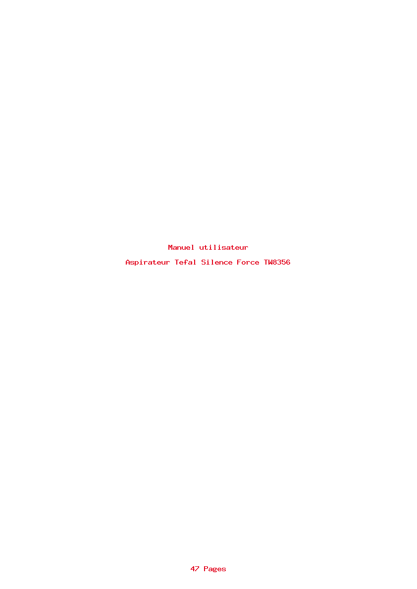 Page 1 de la notice Manuel utilisateur Tefal Silence Force TW8356