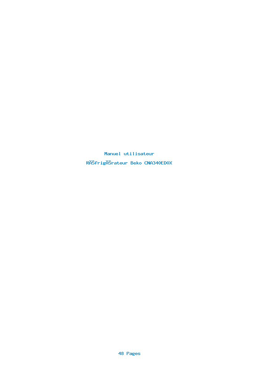 Page 1 de la notice Manuel utilisateur Beko CNA340ED0X