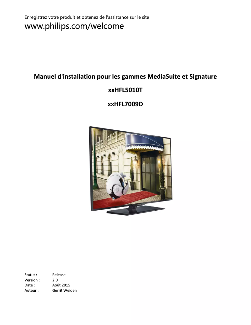 Page n°1 - Guide d'installation Philips 40HFL5010T