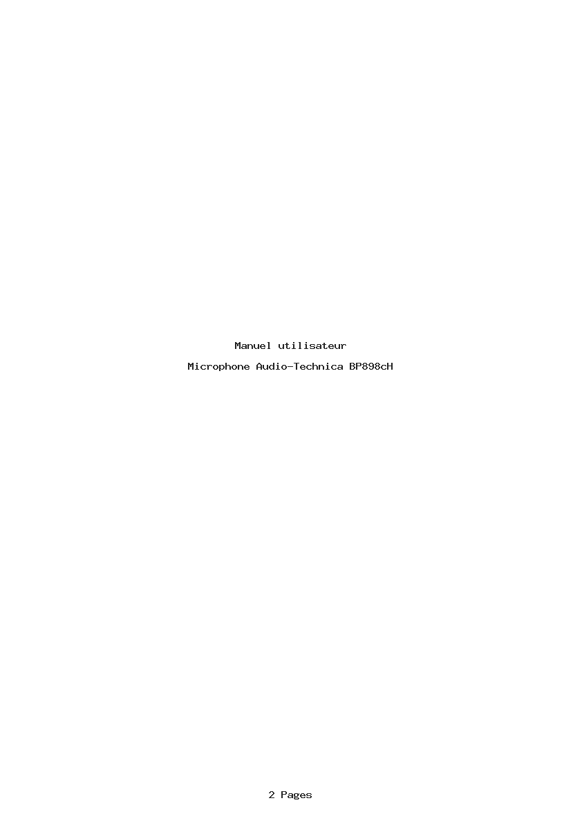 Page 1 de la notice Manuel utilisateur Audio-Technica BP898cH