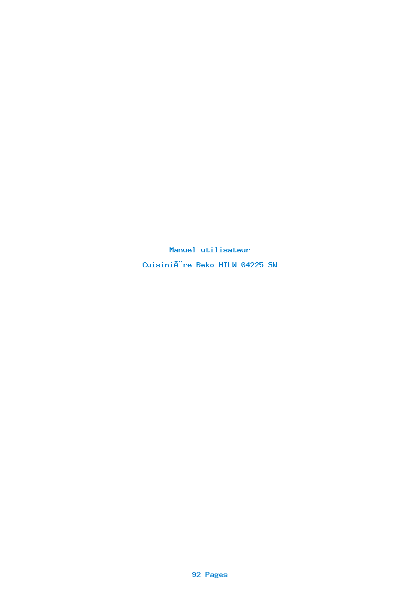 Page 1 de la notice Manuel utilisateur Beko HILW 64225 SW