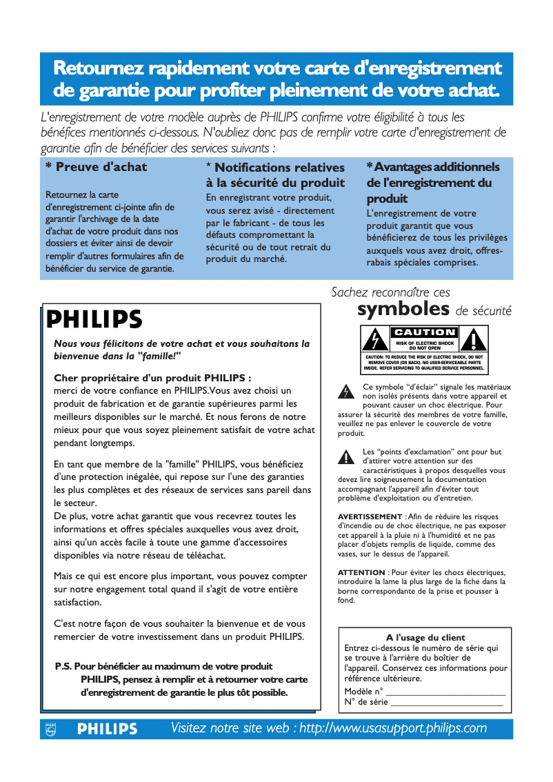 Page 1 de la notice Manuel utilisateur Philips 42PF9630A