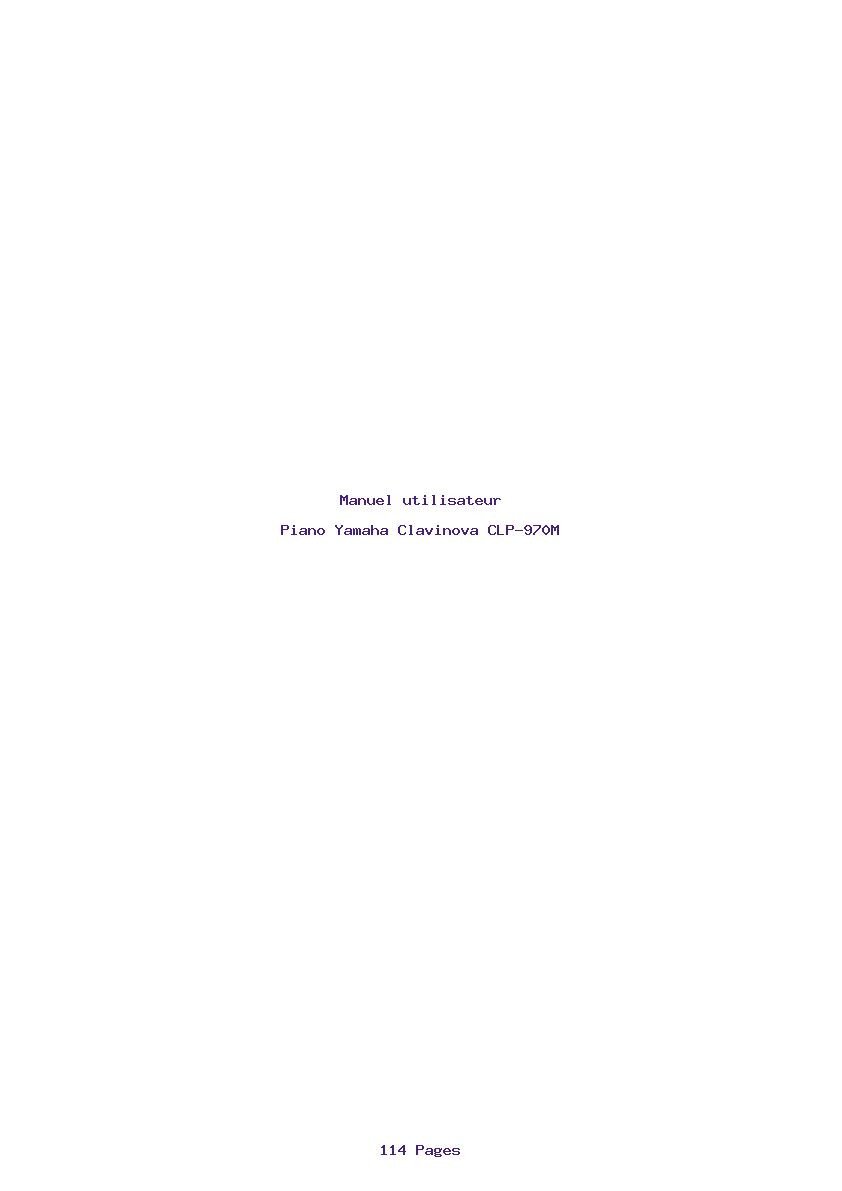 Page 1 de la notice Manuel utilisateur Yamaha Clavinova CLP-970M