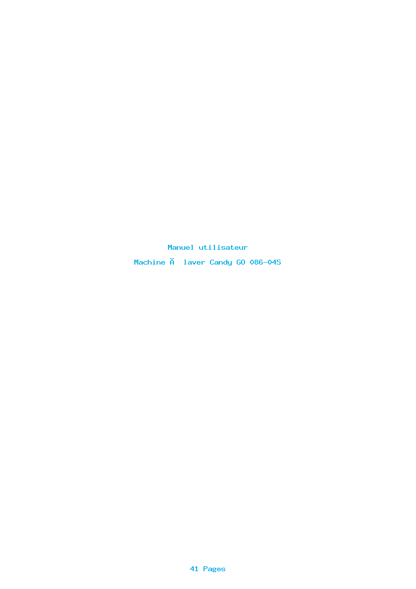Page 1 de la notice Manuel utilisateur Candy GO 086-04S