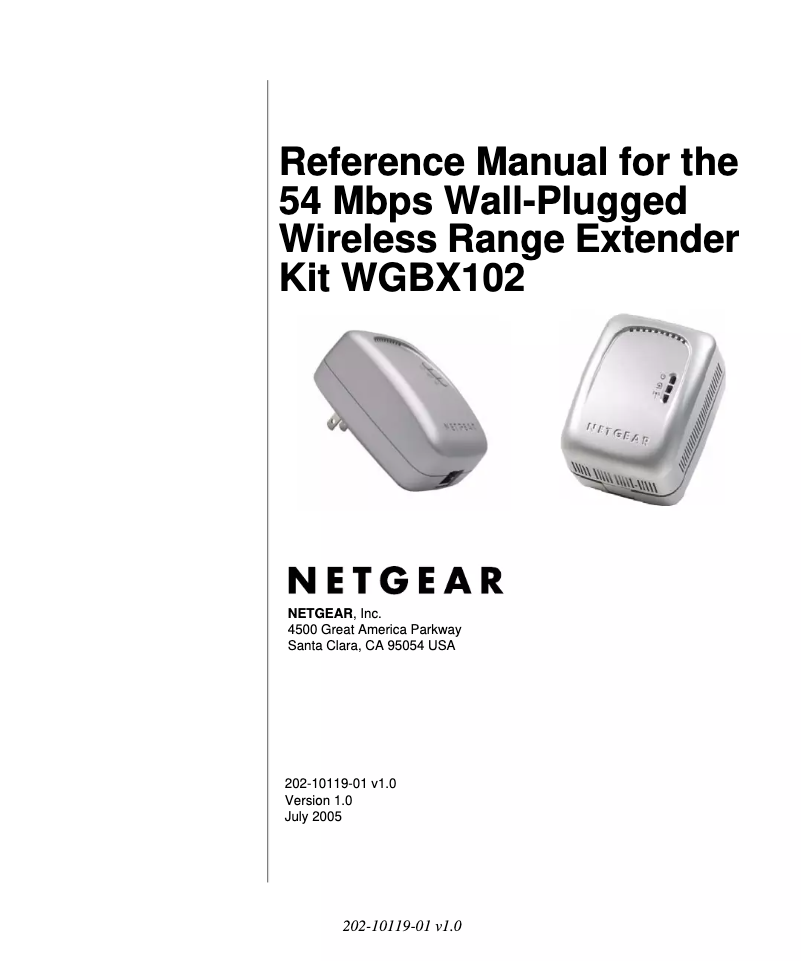 Page 1 de la notice Manuel utilisateur Netgear WGXB102