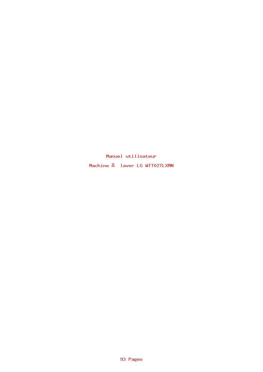 Page 1 de la notice Manuel utilisateur LG WTT02TLXMN