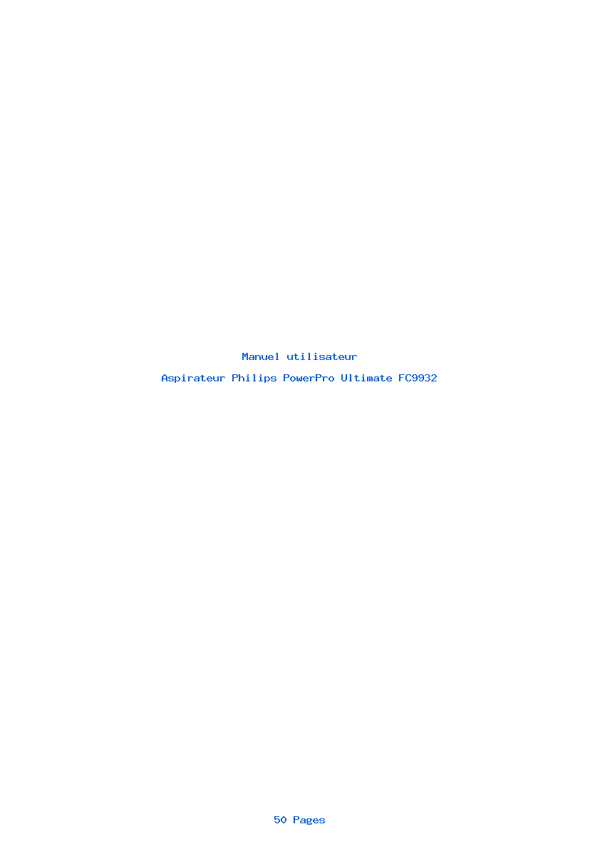 Page 1 de la notice Manuel utilisateur Philips PowerPro Ultimate FC9932