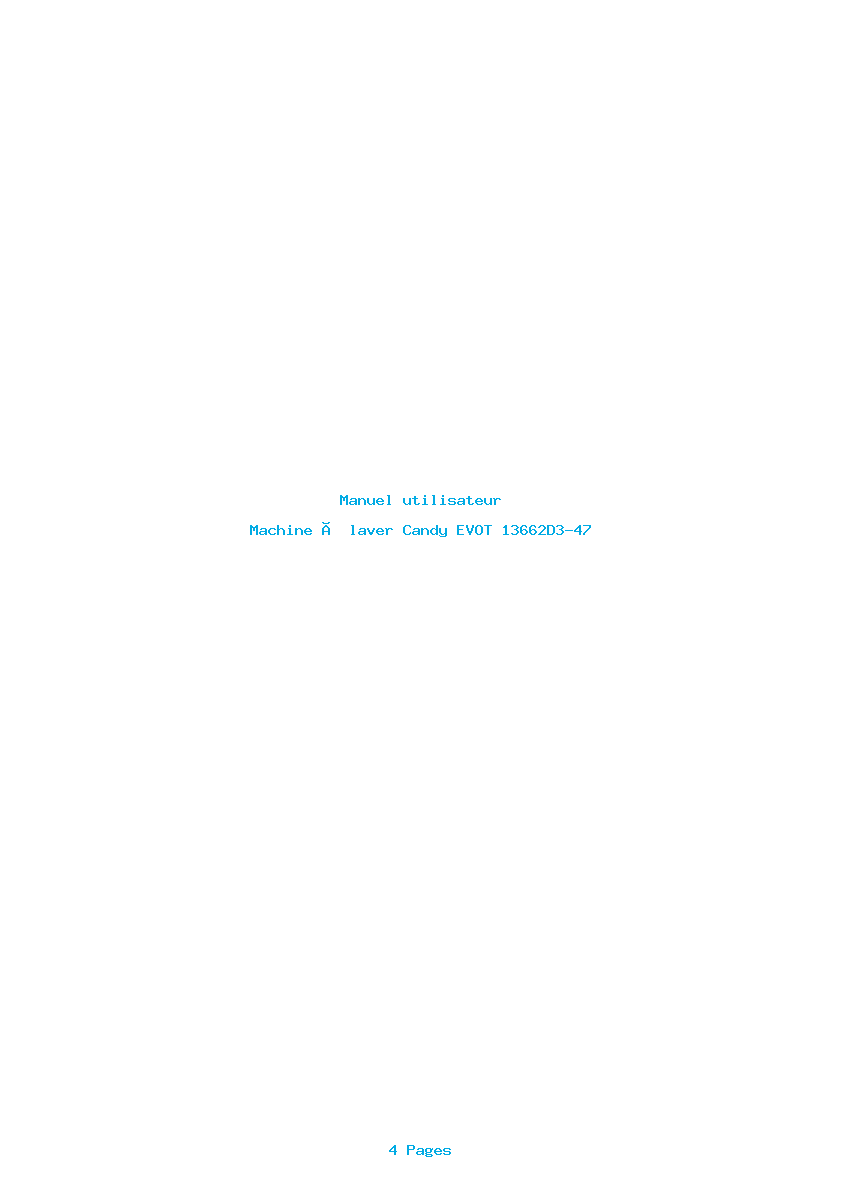 Page 1 de la notice Manuel utilisateur Candy EVOT 13662D3-47