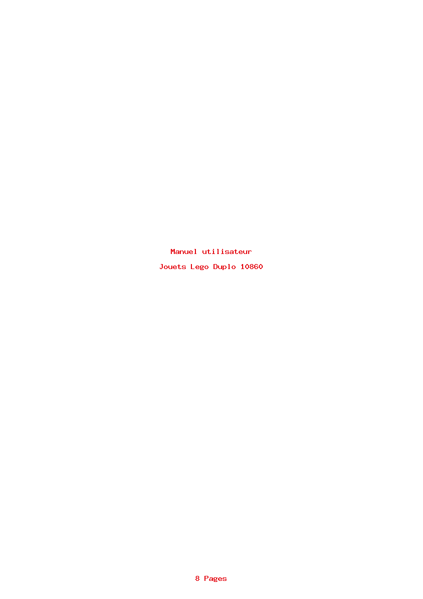 Page 1 de la notice Manuel utilisateur Lego Duplo 10860