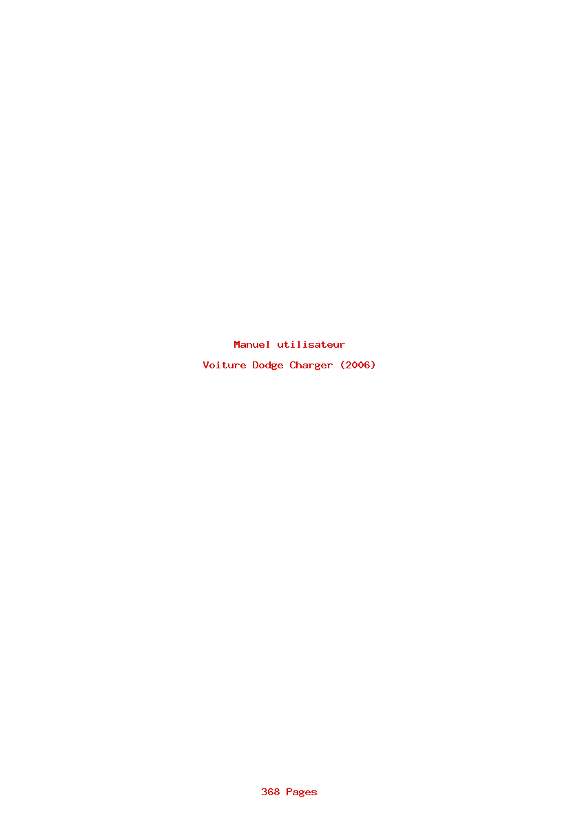 Page 1 de la notice Manuel utilisateur Dodge Charger (2006)