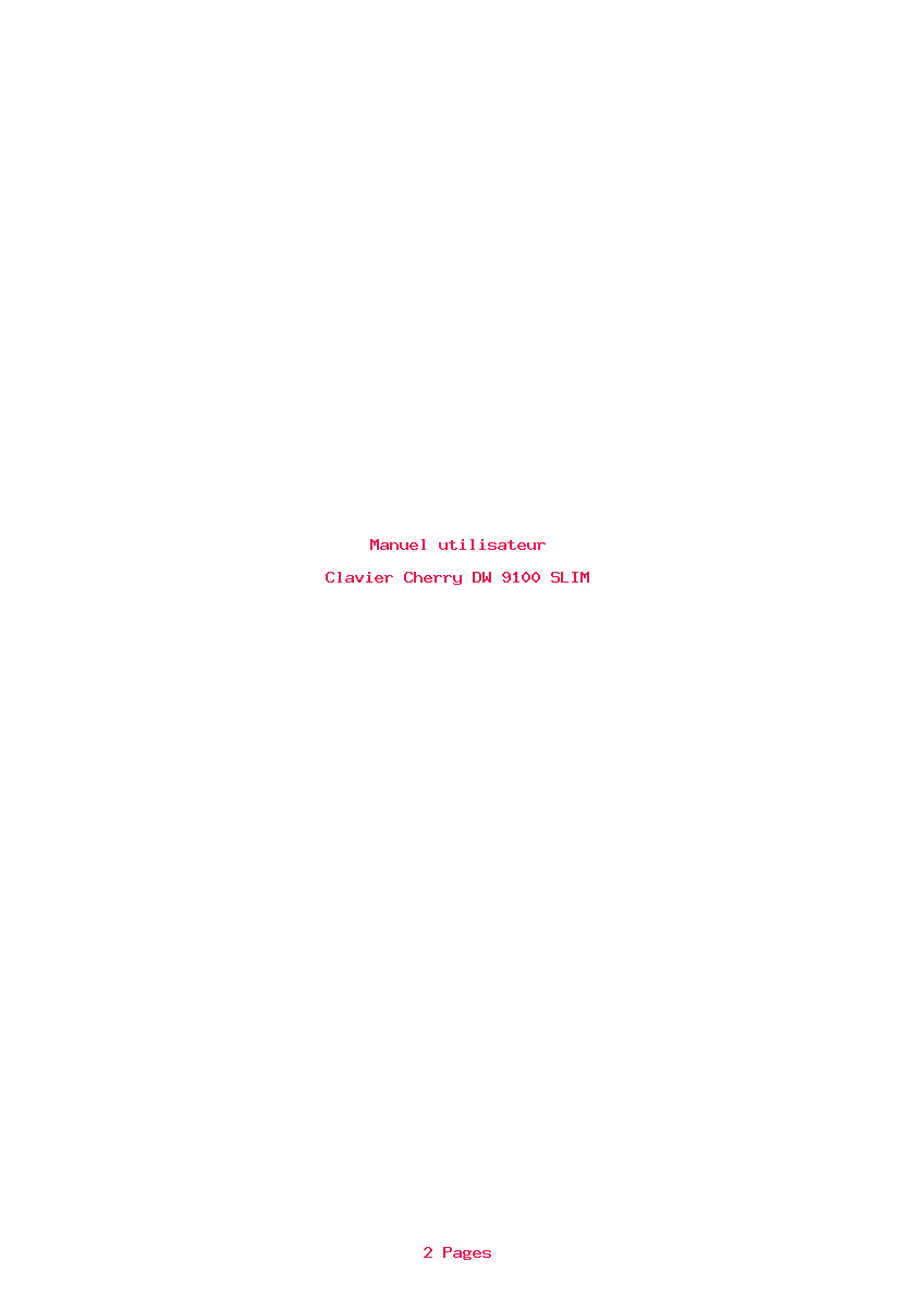 Page 1 de la notice Manuel utilisateur Cherry DW 9100 SLIM