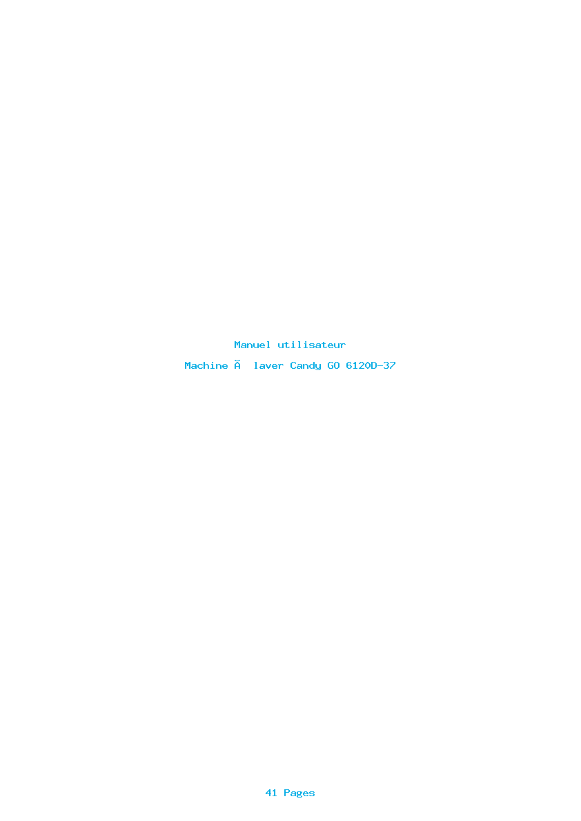 Page 1 de la notice Manuel utilisateur Candy GO 6120D-37