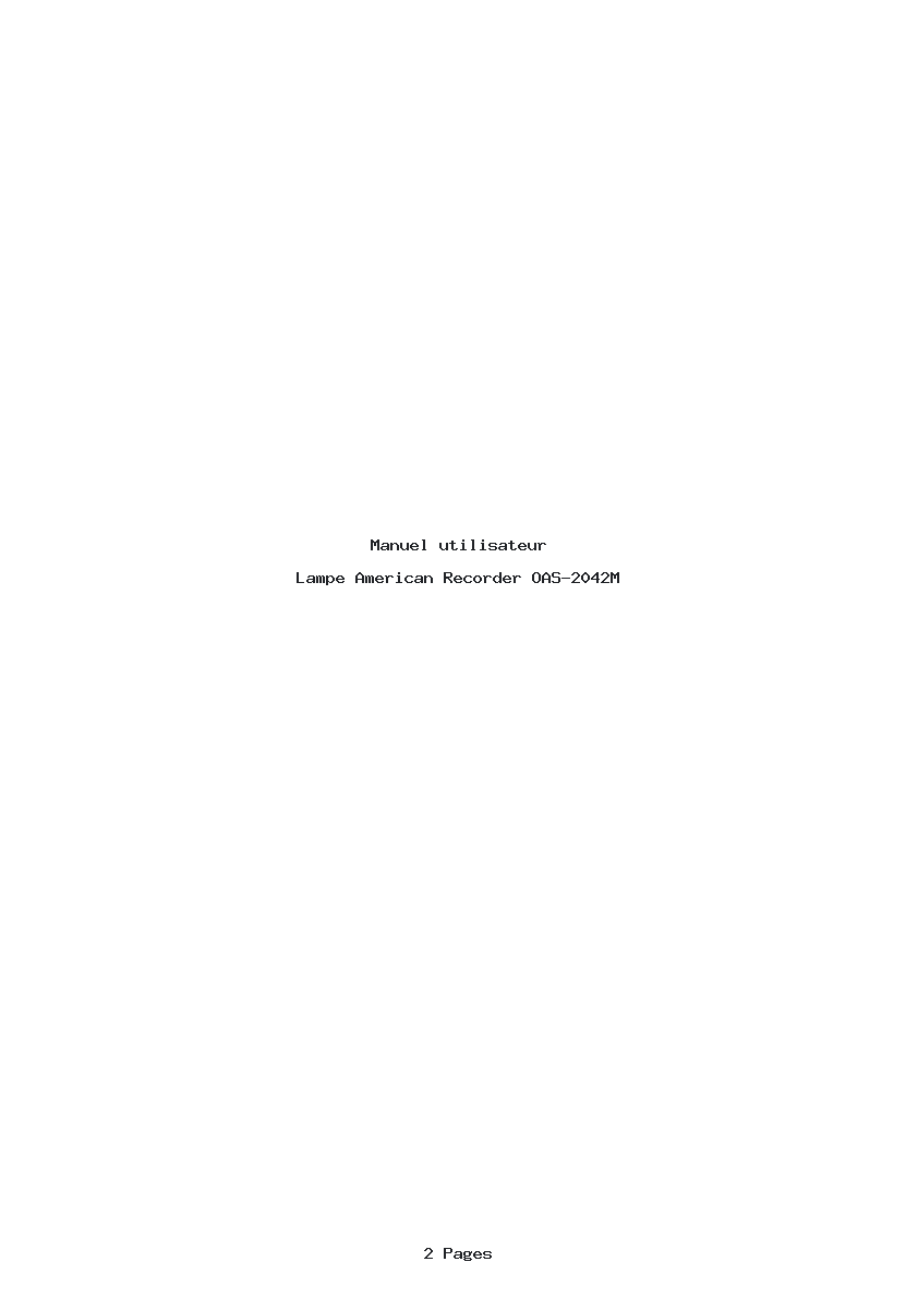 Page 1 de la notice Manuel utilisateur American Recorder OAS-2042M