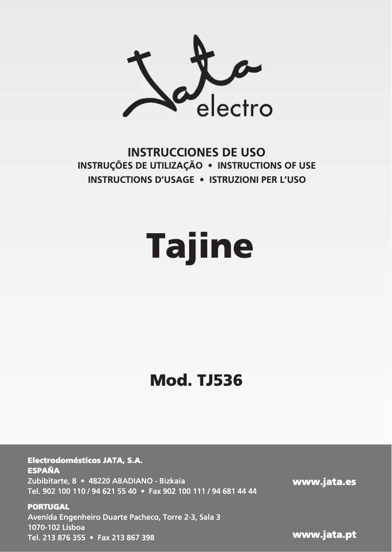 Page 1 de la notice Manuel utilisateur Jata TJ536