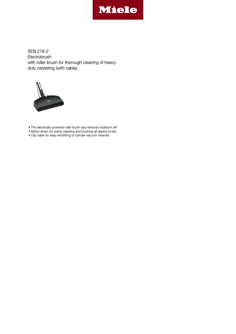 Page 1 de la notice Fiche technique Miele SEB 216-2