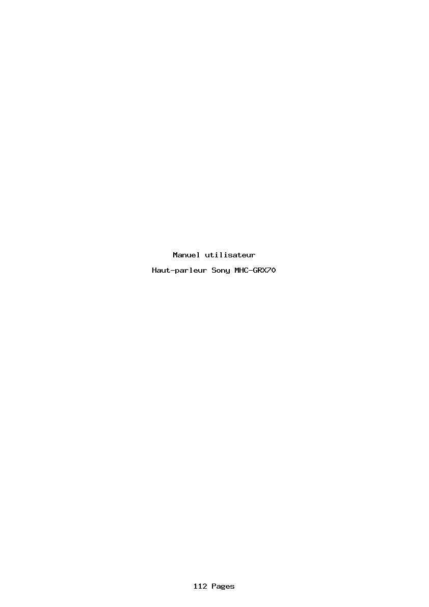 Page 1 de la notice Manuel utilisateur Sony MHC-GRX70