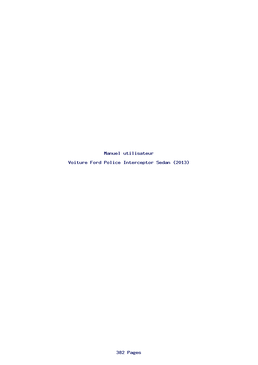 Page 1 de la notice Manuel utilisateur Ford Police Interceptor Sedan (2013)