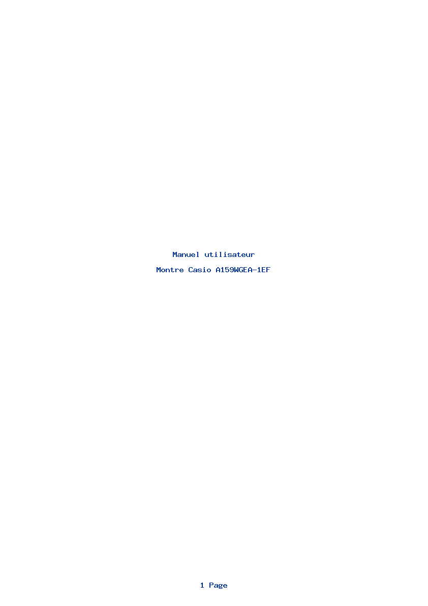Page 1 de la notice Manuel utilisateur Casio A159WGEA-1EF