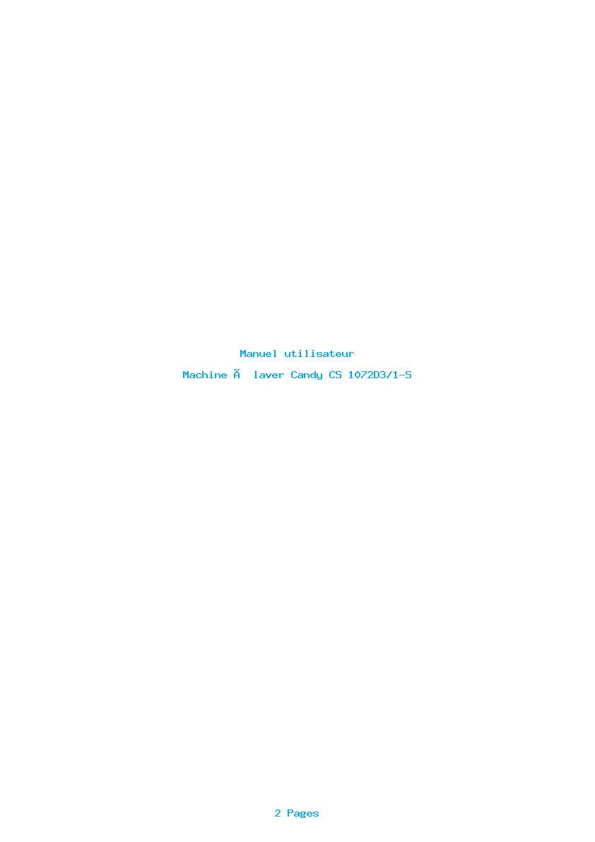 Page 1 de la notice Manuel utilisateur Candy CS 1072D3/1-S