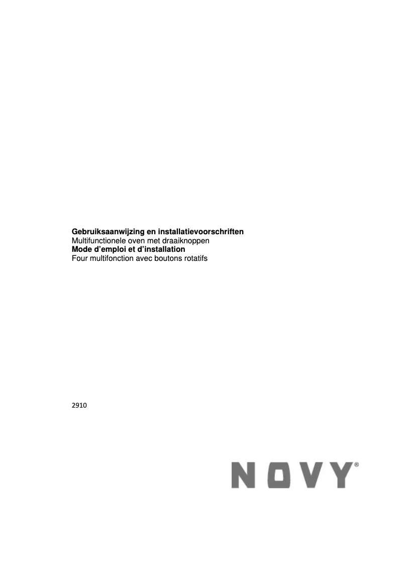 Page 1 de la notice Manuel utilisateur Novy 2910