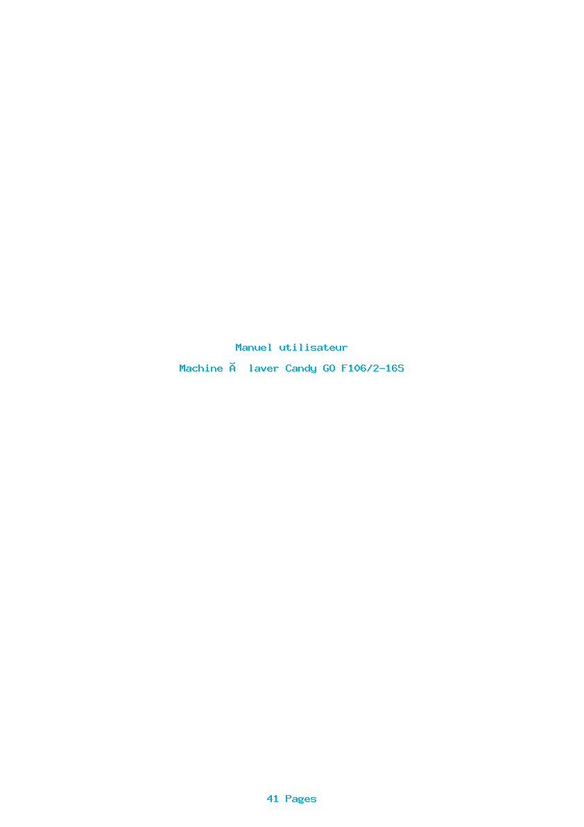 Page 1 de la notice Manuel utilisateur Candy GO F106/2-16S