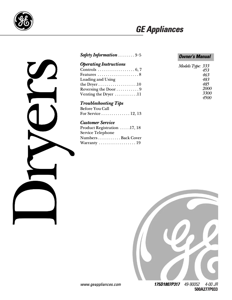 Página 1 del manual Manual de uso y mantenimiento GE DBXR453GACC