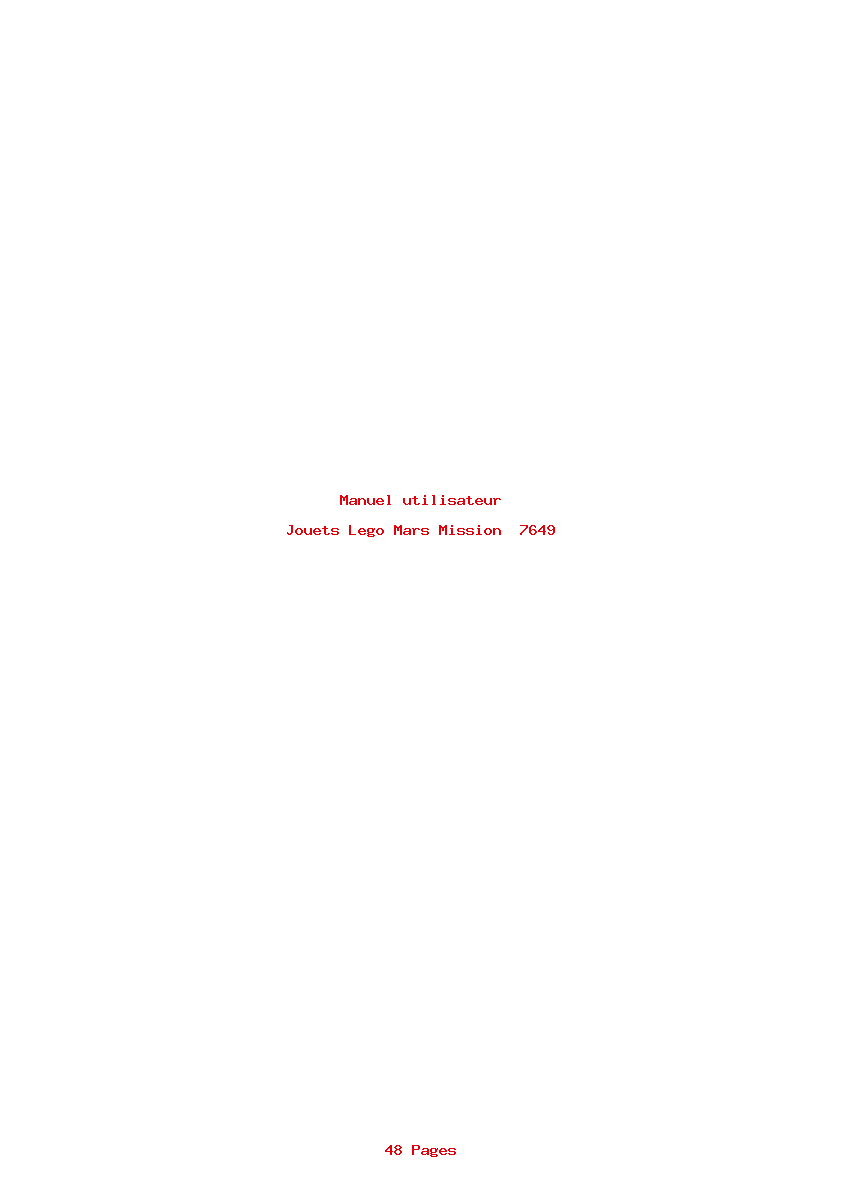 Page 1 de la notice Manuel utilisateur Lego Mars Mission 7649