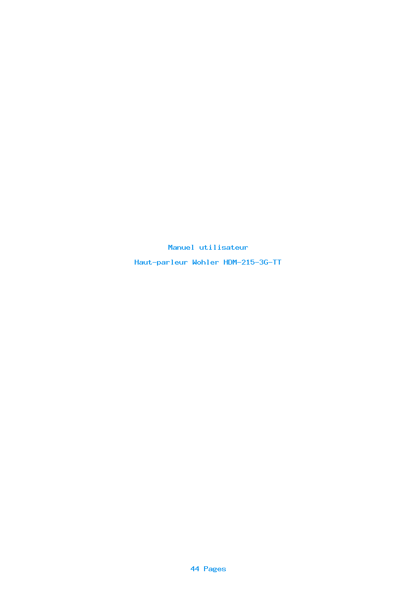 Page 1 de la notice Manuel utilisateur Wohler HDM-215-3G-TT