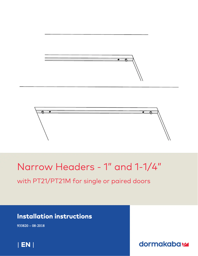 Page 1 de la notice Manuel utilisateur Dormakaba PT21