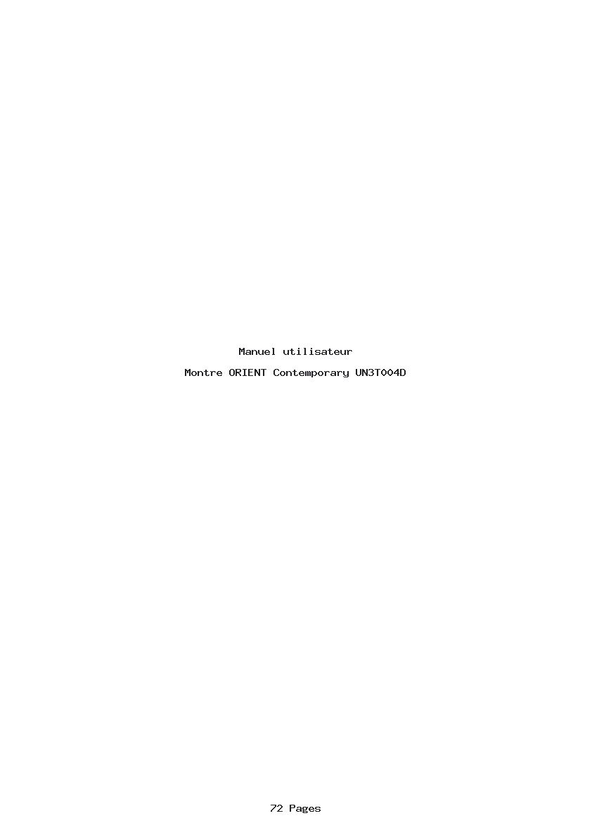 Page 1 de la notice Manuel utilisateur ORIENT Contemporary UN3T004D