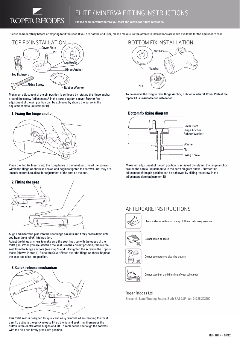 Page 1 of the manual User Manual Roper Rhodes Elite