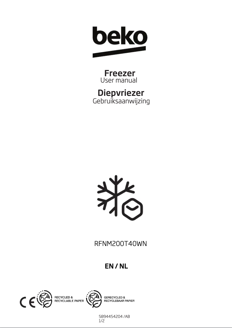 Page 1 de la notice Manuel utilisateur Beko RFNM200T40WN