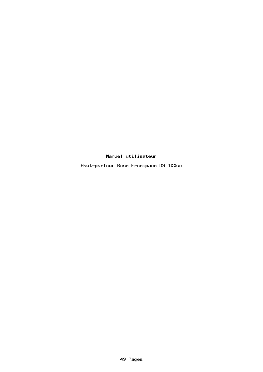 Page 1 de la notice Manuel utilisateur Bose Freespace DS 100se