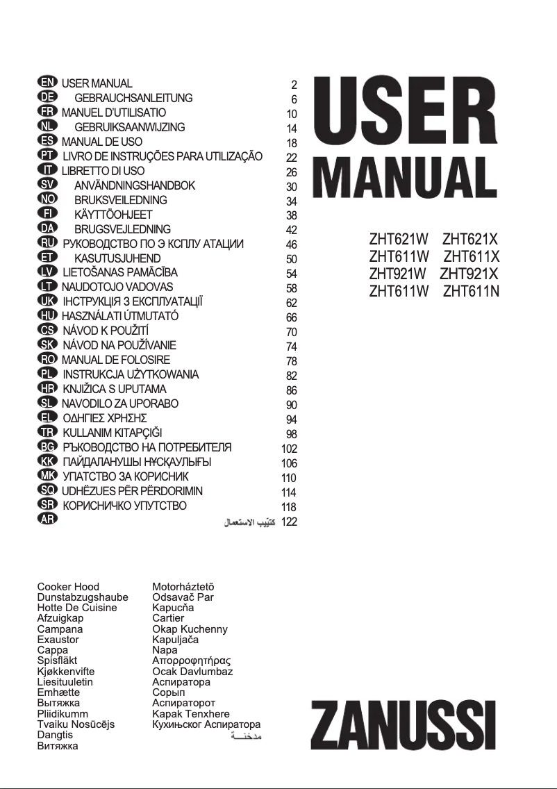 Page 1 de la notice Manuel utilisateur Zanussi ZHT621X