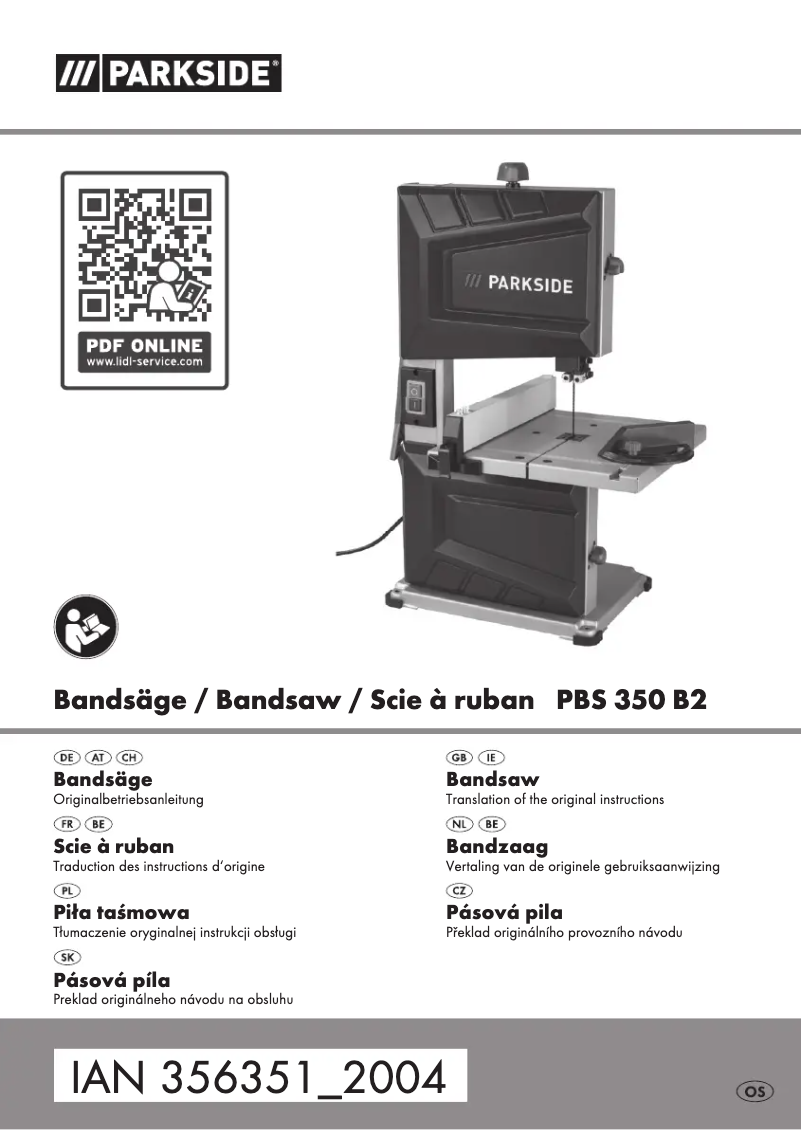 Page 1 de la notice Manuel utilisateur Parkside PBS 350 B2