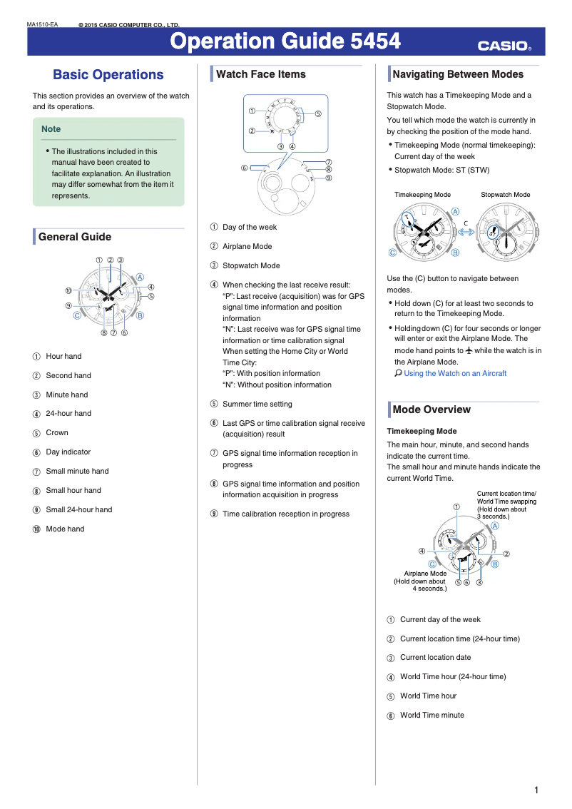Page 1 de la notice Manuel utilisateur Casio 5454