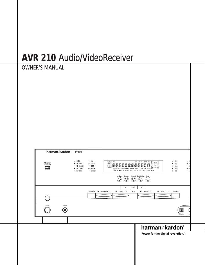 Page 1 de la notice Manuel utilisateur Harman Kardon AVR 210