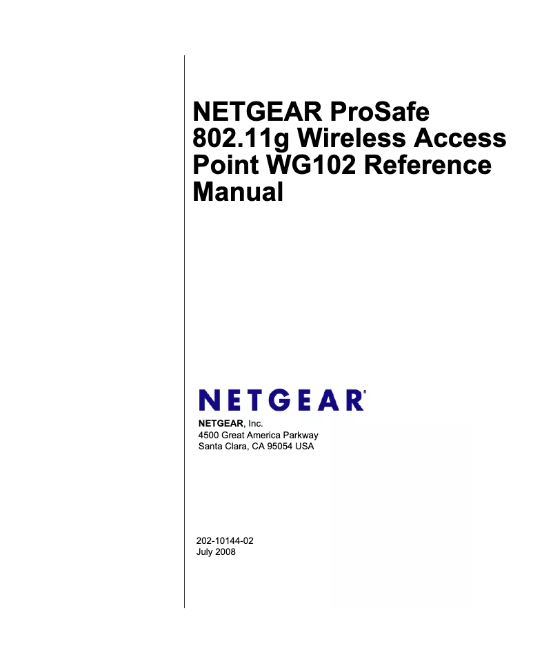 Page 1 de la notice Manuel utilisateur Netgear ProSafe WAGL102