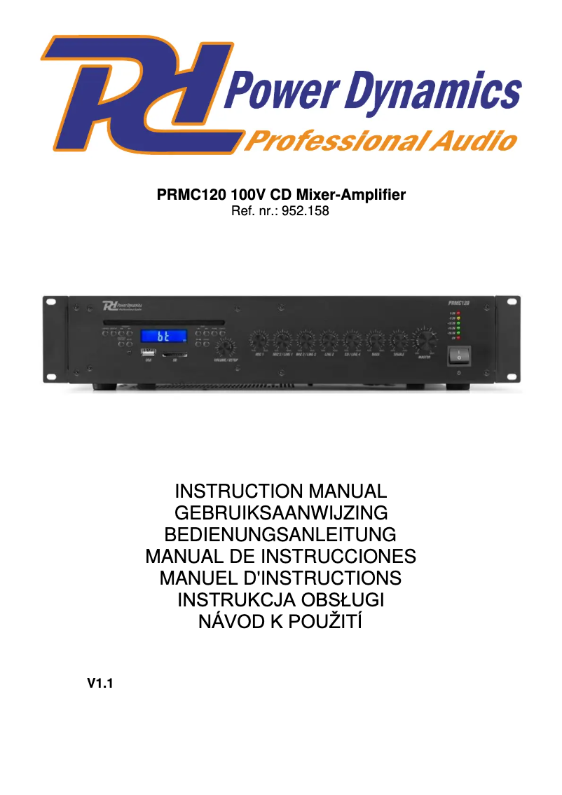 Page 1 de la notice Manuel utilisateur Power Dynamics PRC120