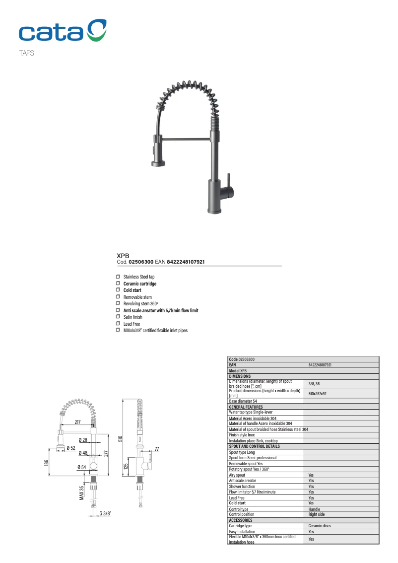 Page 1 of the manual User Manual CATA XPB