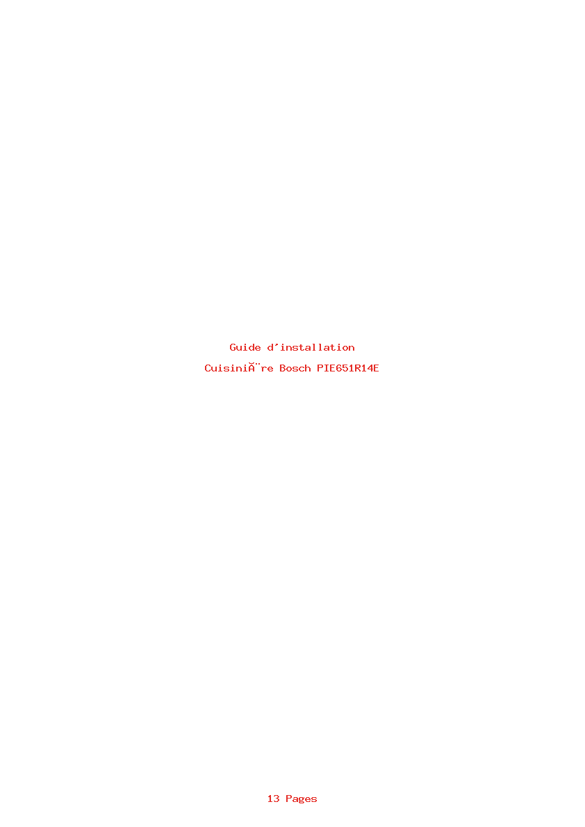 Page 1 de la notice Guide d'installation Bosch PIE651R14E